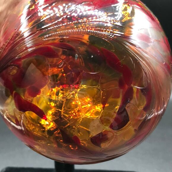 Hand Blown Glass Tear Drop Large Christmas Ornament Outdoor Orb 5" Diameter - Picture 4 of 6